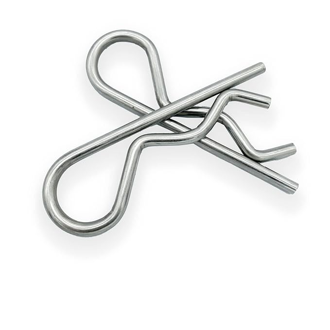 2 Pcs Heavy Duty Stainless Steel Cotter Pin R Clip Large Spring Retaining Wire Hair Pins Hitch Pin Clips Large Carter Pins for Trailer Pin Clips Lock System M5x100 keeper 4 inch Pin Keeper Pins