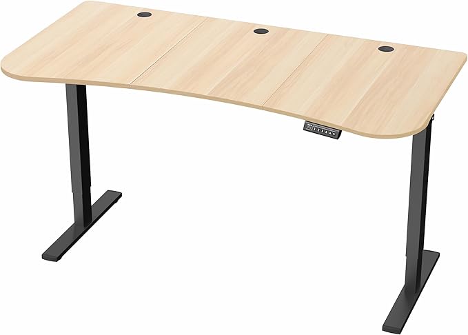 VIVO Electric 63 x 32 in Standing Desk, Memory Height Adjustment, 1B Series, Light Wood Top Black Frame, DESK-KIT-1B1C