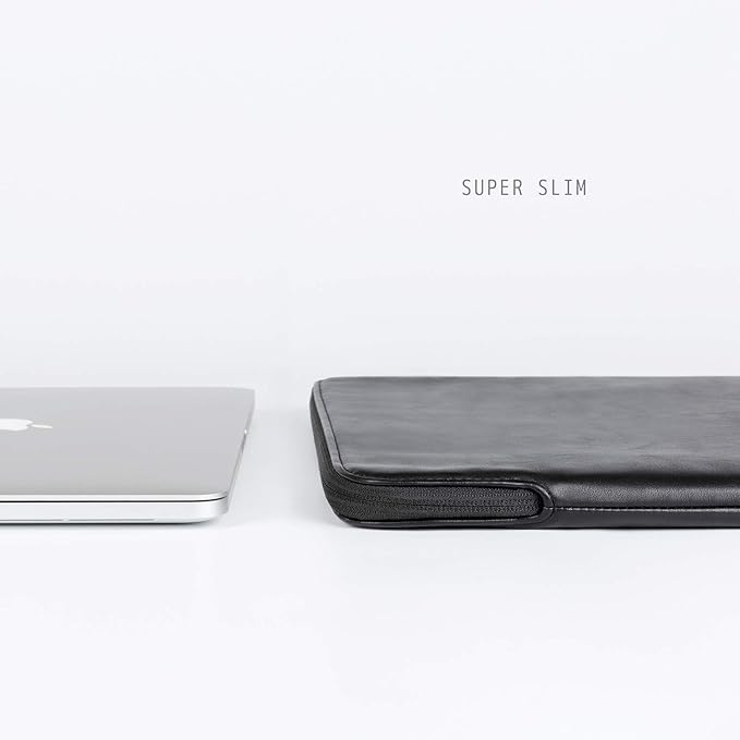 Comfyable Slim Protective Laptop Sleeve Compatible with 13/13.3/14 Inch MacBook Air & MacBook Pro, Mac Travel Case, Laptop Pouch, Slim PU Leather Cover M4/M3/M2/M1 2025-2021, Black