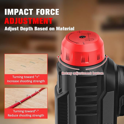 20v Cordless Staple Gun Brad Nailer 2 in 1 Aluminum Metal magzine 1 Hour Fast Charger 2000mA Lithium Battery 2000pcs Free Staples(90 4/5”1000+18GA 1”x1000) in Tool Case