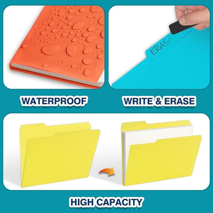 H4D 30 Pack Colored File Folders, Plastic Manila Folders with 1/3-Cut Tabs, Letter Size Home School Office Supplies for Document Filing, 6 Colors