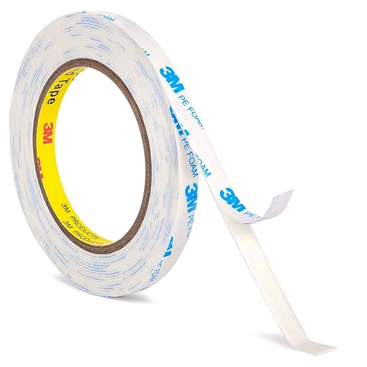Double Sided Tape 0.39"×16.5Ft, Mounting Tape Heavy Duty No Residue, Removeable PE Foam Tape Strips, Extra Strong Adhesive Tape Waterproof for Walls Home Office Decor Crafts Paint Picture Poster