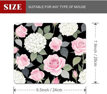 Square Mouse Pad Rose Flower, Personalized Premium-Textured Custom Mouse Mat Design, Washable Mousepad Cloth, Non-Slip Rubber Base Computer Mouse Pads for Wireless Mouse