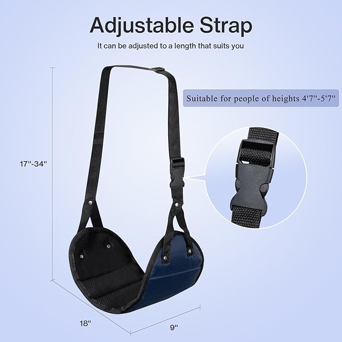 Airplane Foot Hammock, Portable Airplane Footrest to Relax Feet, Adjustable Foot Hanger for Long Trip Home Office, Travel Essentials, Navy