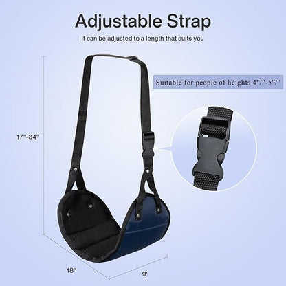 Airplane Foot Hammock, Portable Airplane Footrest to Relax Feet, Adjustable Foot Hanger for Long Trip Home Office, Travel Essentials, Navy