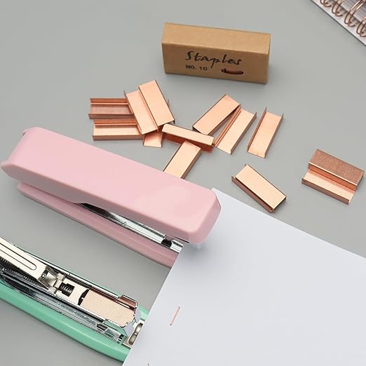 NatSumeBasics 4000 Rose Gold Staples - #10 Small Colored Staples for Mini Stapler, Tiny Staple Smaller Than Standard Staple (Rose Gold)