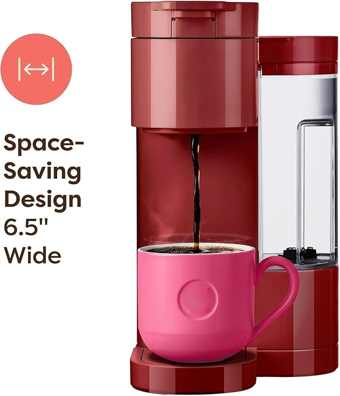 KeurigK K-Express Essentials Single-Serve KCup Pod Coffee Maker 3 Cup Sizes Fast Fresh Brew 30oz Removable Water Reservoir Travel Mug Friendly Maintenance Alert Space-Saving (Red)