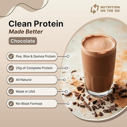 Nutrition On The Go Vegan Protein Powder Packets with Creatine – 20g Plant Proteins + 5g Creatine – Single-Serve Travel Protein Powder – All-Natural, Gluten-Free – Chocolate – (15-Pack)