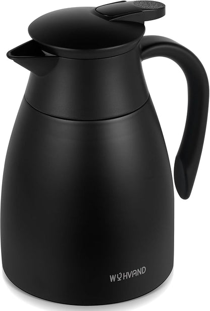 34 Oz Thermal Coffee Carafe, Stainless Steel Insulated Vacuum coffee crafts to keep coffee hot, 1 Liter Tea Water Coffee and Beverage Dispenser (Black)