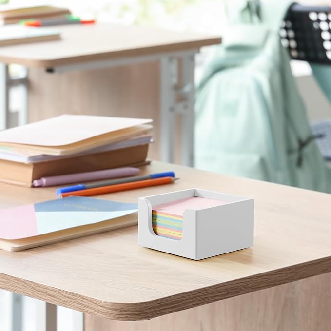 Sticky Note Holder, Post It Note Dispenser for Office Desk Accessories, Self Stick Note Pad Holder, Memo Pad Holder Dispenser Organizer for School Office Desk Supplies, White