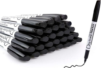 Volcanics Black Dry Erase Markers Low Odor Fine Whiteboard Markers Thin Box of 30