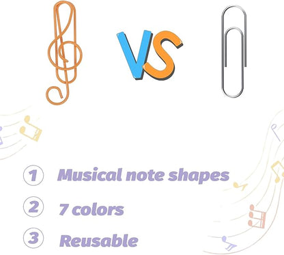 SUMAJU 150 Pcs Music Paper Clips, Music Teacher Gifts Music Gifts for Women Colorful Paper Clip Metal Musical Notes Clips Bookmark Clip for School Supplies