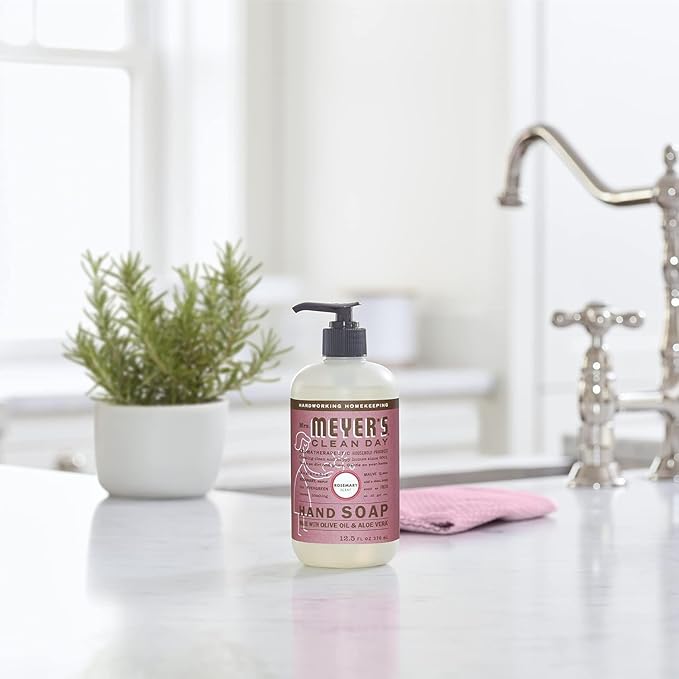 MRS. MEYER'S CLEAN DAY Liquid Hand Soap, Cruelty Free and Biodegradable Formula, Rosemary Scent, 12.5 oz- Pack of 3