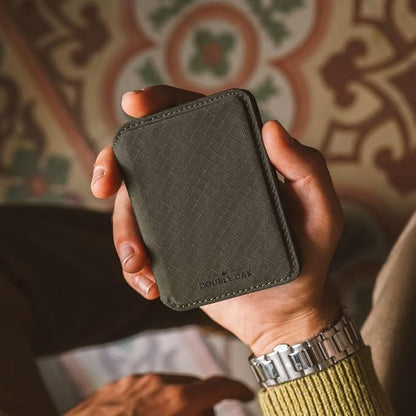 CLOUD Wallet Slim Minimalist — Magnetic Closure, Lightweight Design, Quick Access Pull Tab - Top Grain Leather Front Pocket Wallet (Ripstop Moss)