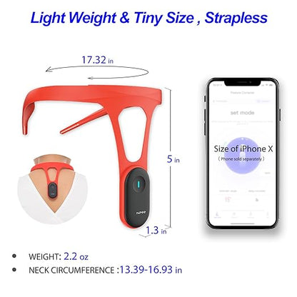 P1 Smart Posture Trainer & Corrector, Control with App, Check Posture in Real Time, Strapless, Boost Health & Temperament (Red)