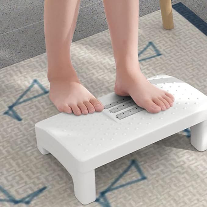 Milisten White Plastic Foot Stool with Massage Rollers Non-Slip Ergonomic Foot Rest for Under Desk Use Office and Home Support