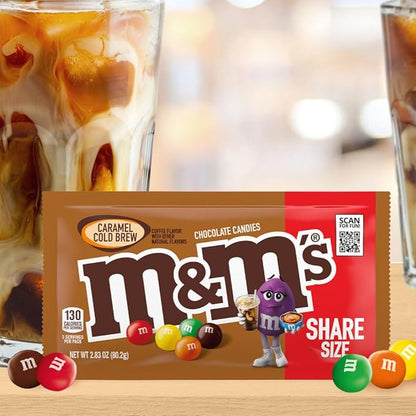 M&M'S Caramel Chocolate Candy, Full Size 2.83 oz Bag, Pack of 24 Bulk Candy Chocolate