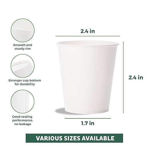 Freshware Coffee Cups 4 oz [100 Pack] Disposable Paper Cups for Mouthwash Cups, Hot Paper Coffee Cup, Ideal for Bathroom Cup