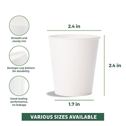Freshware Coffee Cups 4 oz [100 Pack] Disposable Paper Cups for Mouthwash Cups, Hot Paper Coffee Cup, Ideal for Bathroom Cup