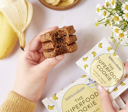 Love + Chew Superfood Soft Baked MINI Cookies, Banana Bread Flavor, Plant Based Cookie Made With Almonds, Chia Seeds, & Bananas for Kids and Adults, Vegan Snacks, Gluten Free, Paleo, Non GMO, 18 Pack