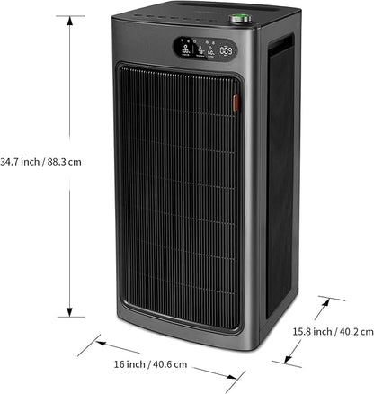 Jafända Air Purifier for Home Office Room Up to 6862 ft², Dual Carbon Air Filter Air Cleaner, Smart Whole House HEPA Air Purifiers Remove 99.97% Dust Pollen Smoke Pet Dander Allergies Mold Odors VOCs