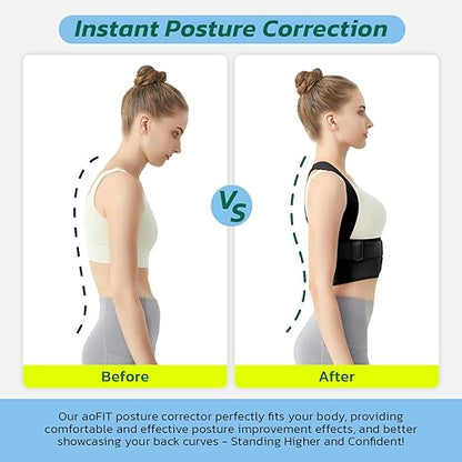 Posture Corrector for Women - Lightweight and Breathable Back Brace for Pain Relief, Rounded Shoulders and Hunchback, Compact & Portable with Fashionable Design, Invisible Under Clothes Black XL