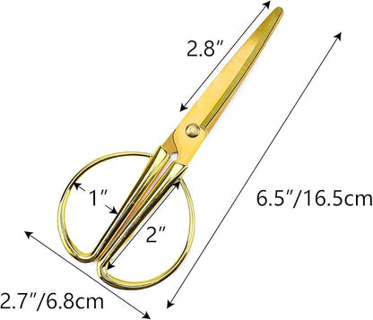NatSumeBasics 6.5“ Gold Scissors Vintage Craft Tailor Scissors Stainless Steel Professional Fabric Dressmaker Shears for Cutting Cloth Leather (Vintage)