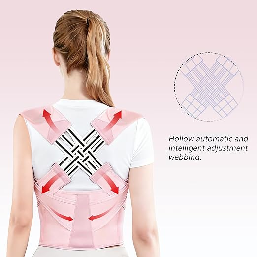 Back Brace Posture Corrector for Women, Adjustable Back Straightener for Posture Correction Pink, Neck Shoulder Lumbar Upper Lower Back Pain Relief - Scoliosis, Hunchback, Spine Corrector Adjustable Support Brace, Size L