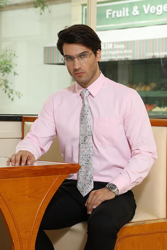 HISDERN Men Floral Ties Woven Classic 3.4" Necktie Set Formal Tie Pocket Square for Wedding with Handkerchief Gift Box