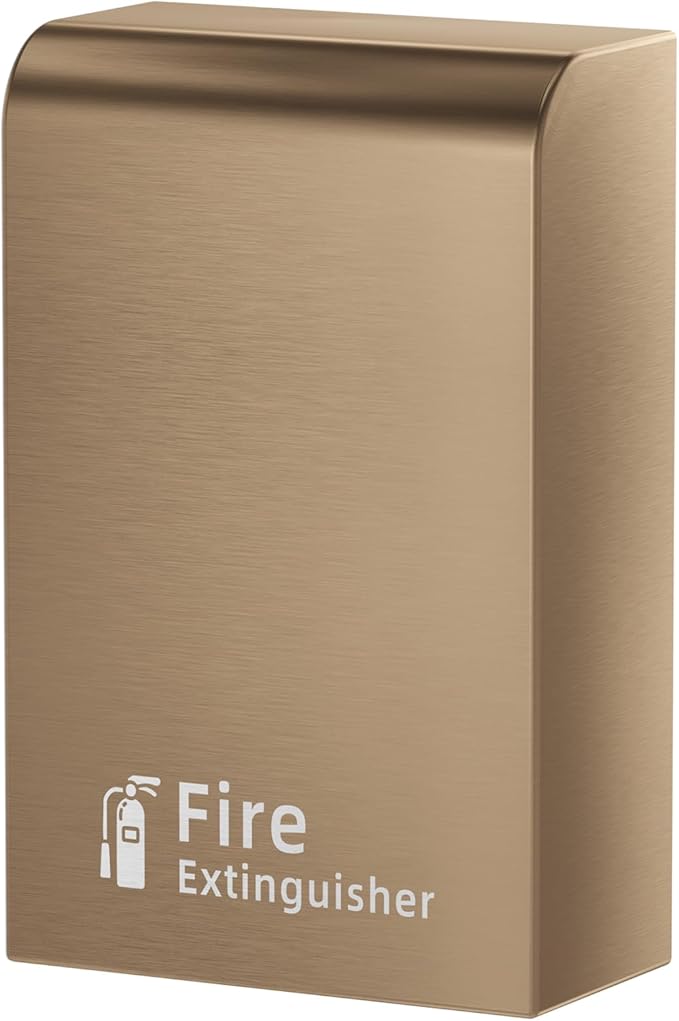 Fire Extinguisher Cabinet Floor Standing, Stainless Steel Fire Extinguisher Box, Suitable for Shopping Malls and Hotels, Can Accommodate Two 10 Pound Fire Extinguishers (Rose Gold)