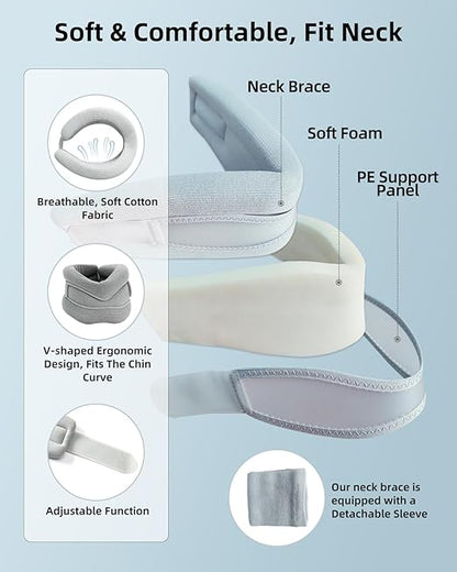 Neck Brace for Neck Pain Relief and Support - Adjustable Cervical Collar for Sleeping, Soft Neck Support Relieves of Cervical Spine Pressure(Grey, Large)