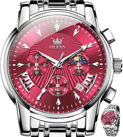 OLEVS Men's Luxury Watch Waterproof Luminous Easy Read Chronograph Watches Full Gold/White Dail/Black Face with Calendar Wristwatch
