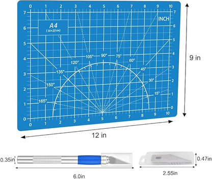 39 Pcs Rotary Cutter Set Blue - Quilting Kit incl. 45mm Fabric Cutter with 5 Extra Blades, A4 Cutting Mat, 2 Craft Knife Set, Quilting Ruler and Sewing Clips, Ideal for Crafting, Sewing, Patchworking