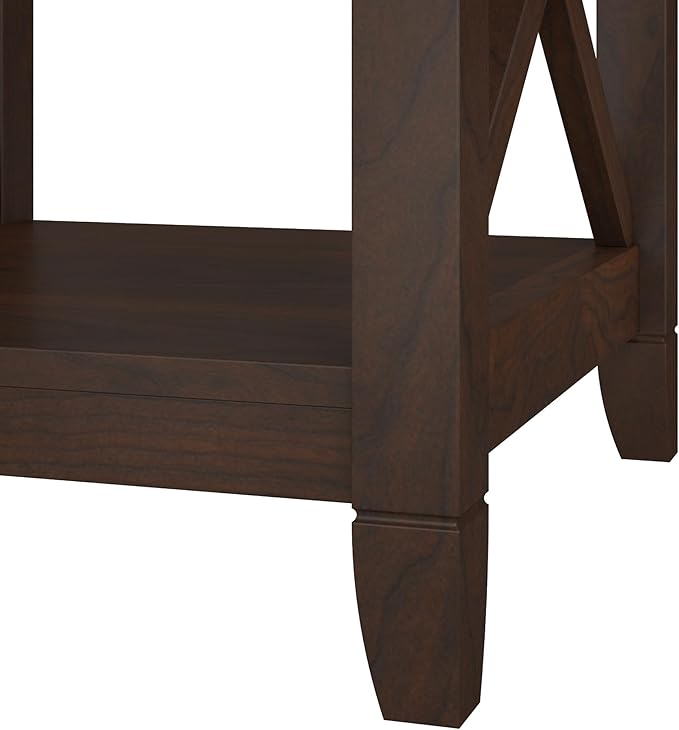 Bush Furniture Tall 5 Shelf Bookcase for Living Room or Home Office, Large Bookshelf, Modern Farmhouse Style, Key West Collection, Bing Cherry