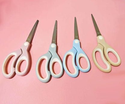Pastel Non-Stick Scissors - All-Purpose Office & Craft, Soft Grip Cutting Tool, Blunt Tip Fabric Shears for Kids - Sewing, Left & Right Handed (1 Pack, Pink)