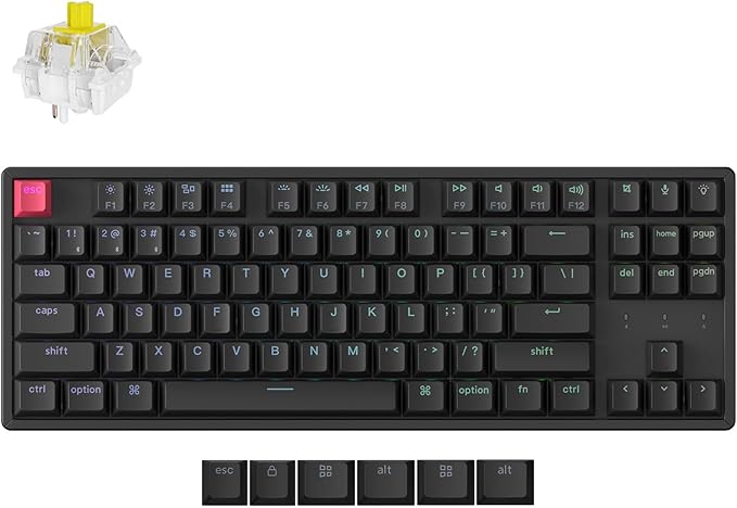 Keychron K8 Version 2 TKL Wireless Mechanical Keyboard, QMK/Launcher Bluetooth 5.2/Wired, RGB Backlit Shine-Through PBT Keycaps, Super Banana Switch, Aluminum Frame for Mac Windows Linux