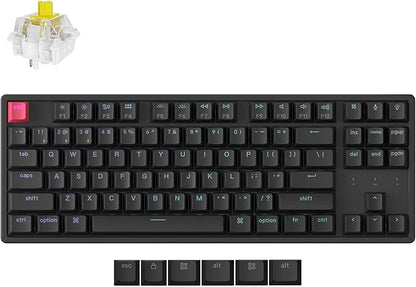 Keychron K8 Version 2 TKL Wireless Mechanical Keyboard, QMK/Launcher Bluetooth 5.2/Wired, RGB Backlit Shine-Through PBT Keycaps, Super Banana Switch, Aluminum Frame for Mac Windows Linux