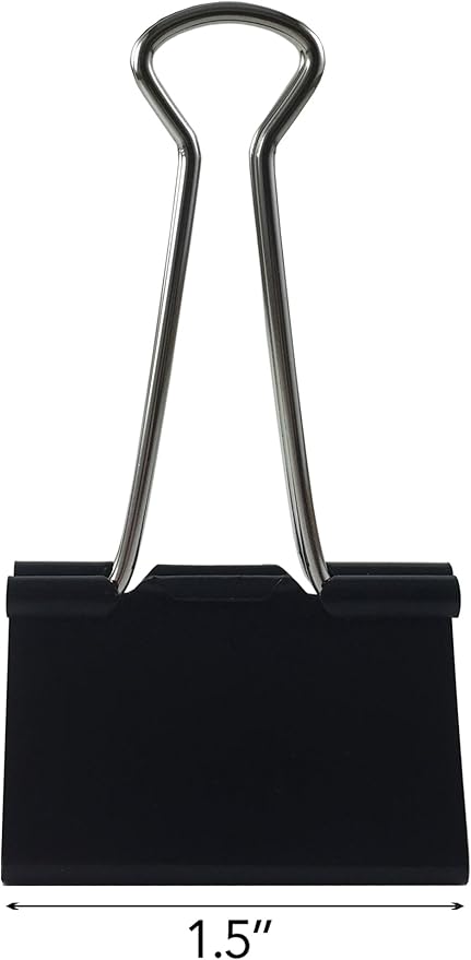 Clipco Binder Clips Large 1.5-Inch Black (48-Pack)