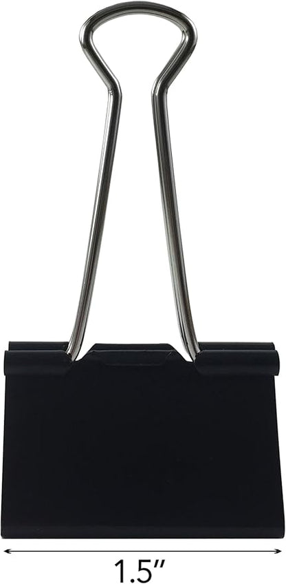 Clipco Binder Clips Large 1.5-Inch Black (48-Pack)