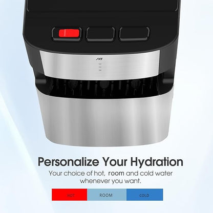 IKT Self-Cleaning Bottom Load Water Cooler Dispenser for 3-5 Gallon Bottle with Child Safety Lock Display Light Stainless Steel