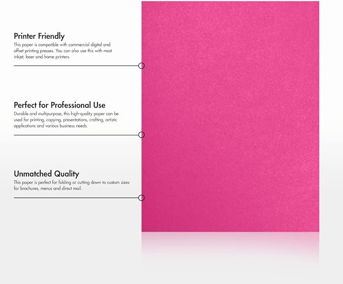 LUXPaper 8.5" x 11" Paper | Letter Size | Azalea Metallic | 80lb. Text | 50 Qty