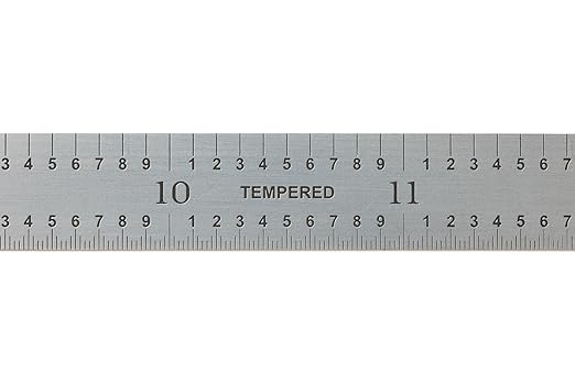 PEC Tools 12"/300mm Metal Ruler, High Quality Steel Ruler with Satin Chrome Finish, Decimal/Metric Graduation (1/10", 1/50", 1mm, 0.5mm) Suitable for CNC Operators and Engineers, Made in USA