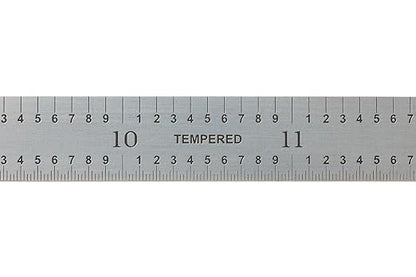 PEC Tools 12"/300mm Metal Ruler, High Quality Steel Ruler with Satin Chrome Finish, Decimal/Metric Graduation (1/10", 1/50", 1mm, 0.5mm) Suitable for CNC Operators and Engineers, Made in USA
