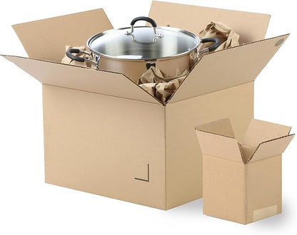 The Boxery 14"x10 1/2"x4" Brown/Kraft Corrugated Cardboard Shipping Boxes 25-Pack | Mailing, Packing, Moving & Storage for Business/Home – Durable - Eco-Friendly, Recyclable - Made in the USA