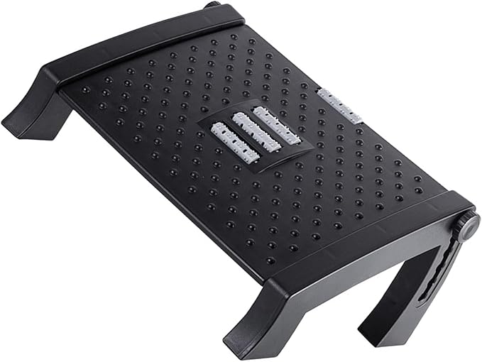 Under Desk Foot Stool Roller Massager Height Adjustable Ergonomic Footrest with Anti Slip Design for Home Office Dorm Plastic 42x31x19.5cm