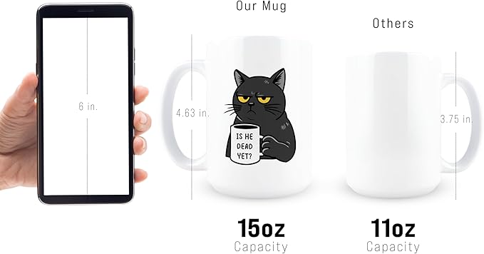 Hogg Is He Dead Yet Coffee Mug, 15 oz Ceramic FDT Cup, Is He Dead Yet, FDT Mug, Fuck You Coffee Cups, Black Cat, Gifts for Coworkers, Funny Gifts for Liberal, Anti MAGA Merchandise