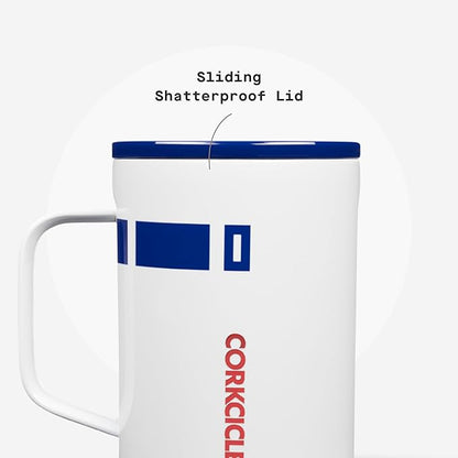 Corkcicle Classic Coffee Mug - Triple Insulated Stainless Steel for Travel - Shatter-Proof Lid - Keeps Drink Hot Over 3 Hours - Holiday Mug Gift - Great for Gifting Warmth - 16 oz - R2-D2