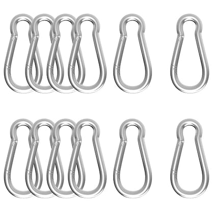 2.36IN Spring Snap Hook Carabiner, 12PCS M6 Heavy Duty Galvanized Steel Carabiner Clip, 260LBS Holding Capacity Spring Clips for Hammock Swing Outdoor Travel