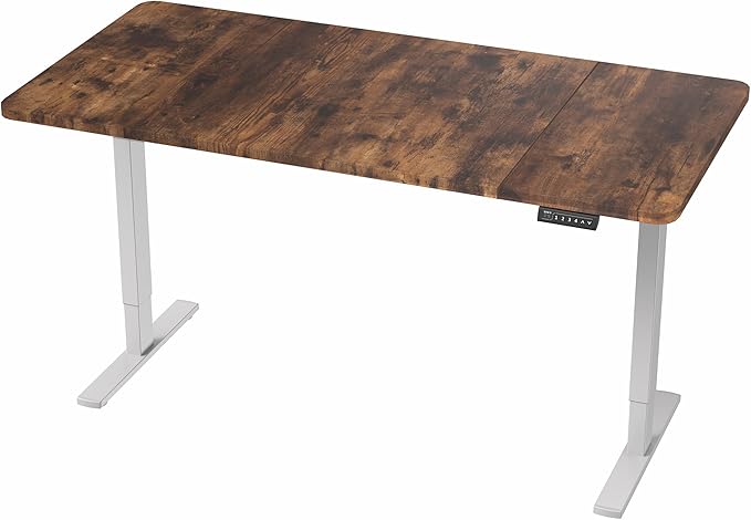 VIVO Electric 60 x 30 in Rustic Standing Desk, Memory Height Adjustment, 1B Series, Vintage Brown Top Gray Frame, DESK-KIT-1G6N-30
