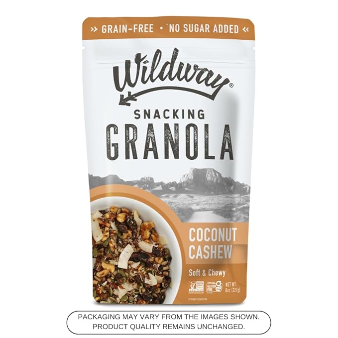Wildway Keto Granola | Coconut Cashew | Grain-Free, Certified Gluten-Free Cereal | Vegan, Low Carb | No Sugar Added | Paleo-Friendly | Non-GMO Fruit & Nut Clusters | Nutrient-Rich Snack, 8 oz